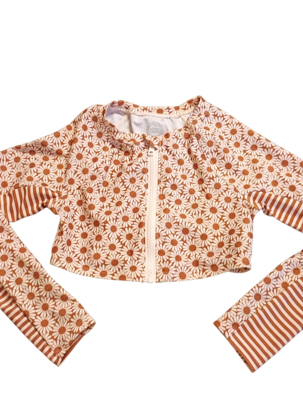 NWOT 2/$10 Wonder nation Rust Daisy Print Long Sleeve Rash Guard 7/8